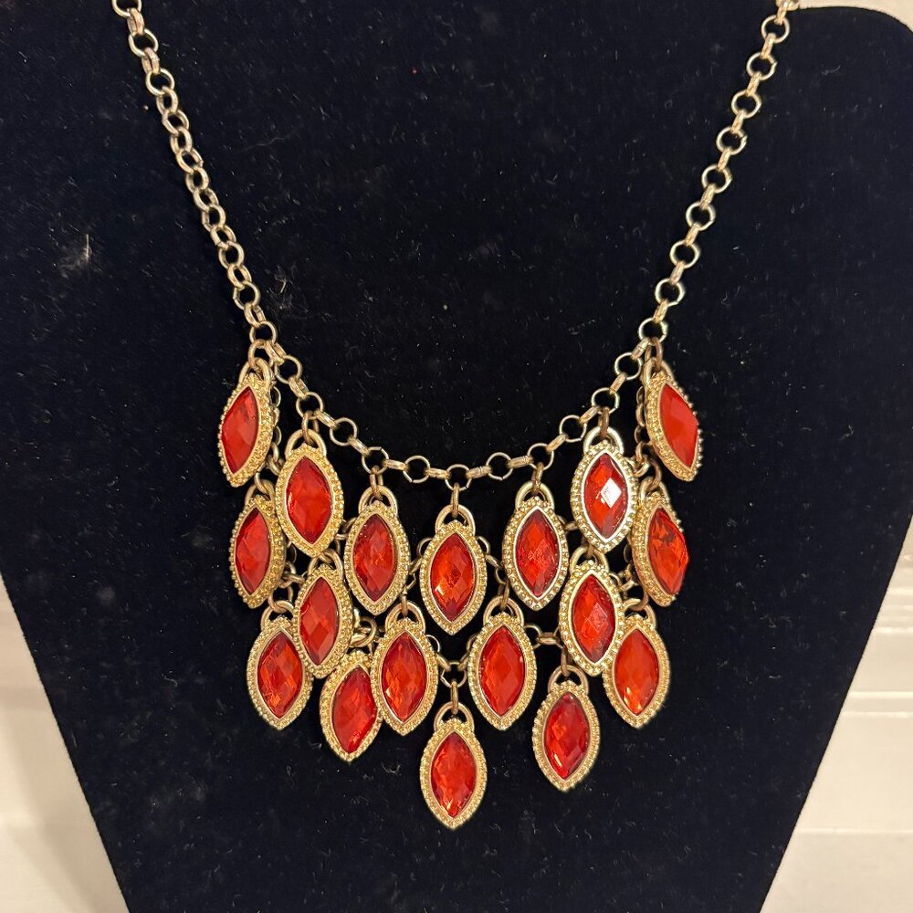 Gold and Red Jewel Necklace